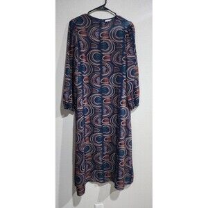 Vtg LILAC CLOTHING Size S Womens Multicolor Long Sleeve Sheath Maxi Dress